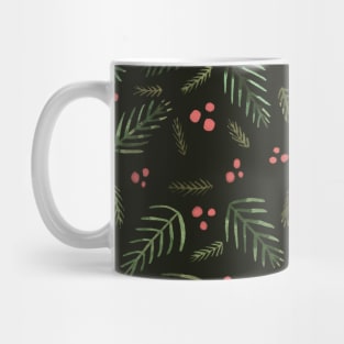 Christmas tree branches and berries - sap green Mug